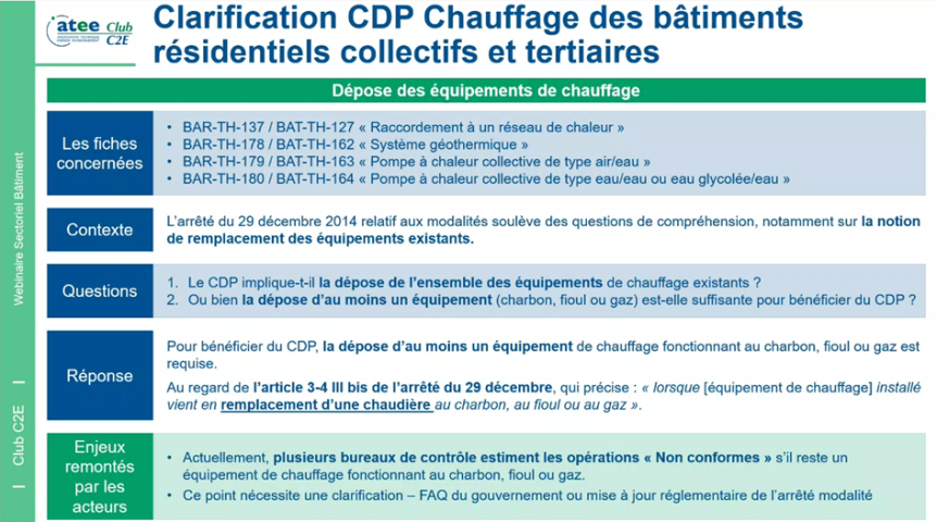 Dépose des équipements de chauffage dans le cadre du CDP Chauffage des bâtiments résidentiels collectifs et tertiaires.