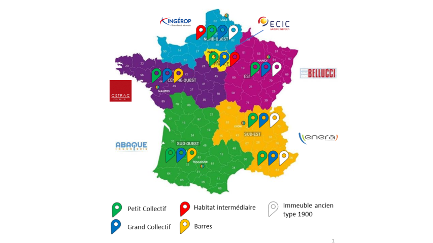 Typologie des bâtiments étudiés par les 6 bureaux d’études