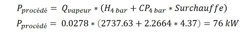 Calcul de la puissance du procédé