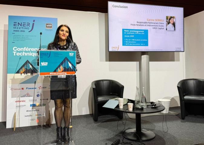 Carine Serreli présente le bilan 2025 de l'animation des étudiants par Cegibat