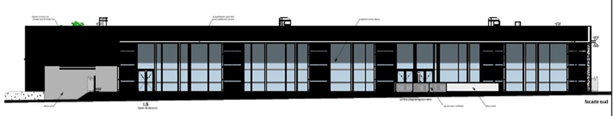 Plan de la façade de la piscine étudiée 