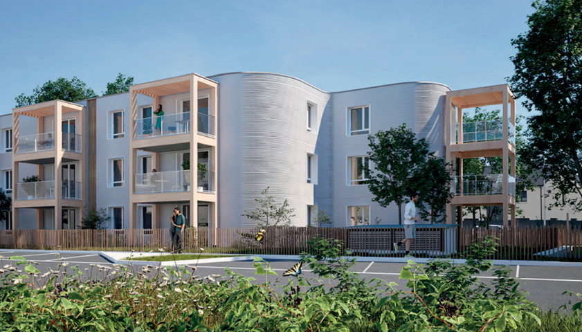 Pour ce bâtiment réalisé en impression 3D, Plurial Novilia a choisi une solution d'hybridation double service.