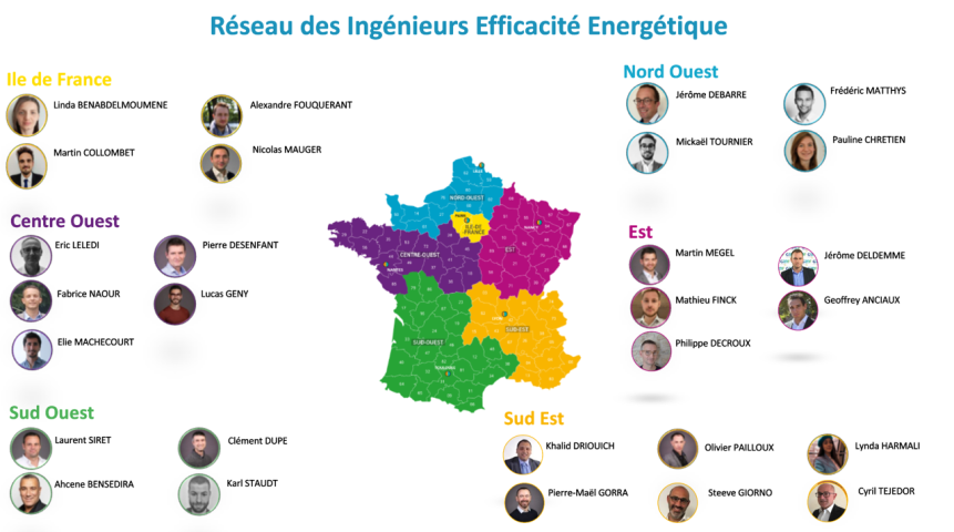 Carte de France des Ingénieurs Efficacité Energétique de GRDF