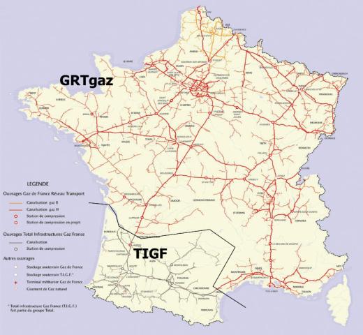 Le réseau de transport de gaz naturel en France