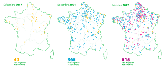 Croissance du biométhane français sur 5 ans