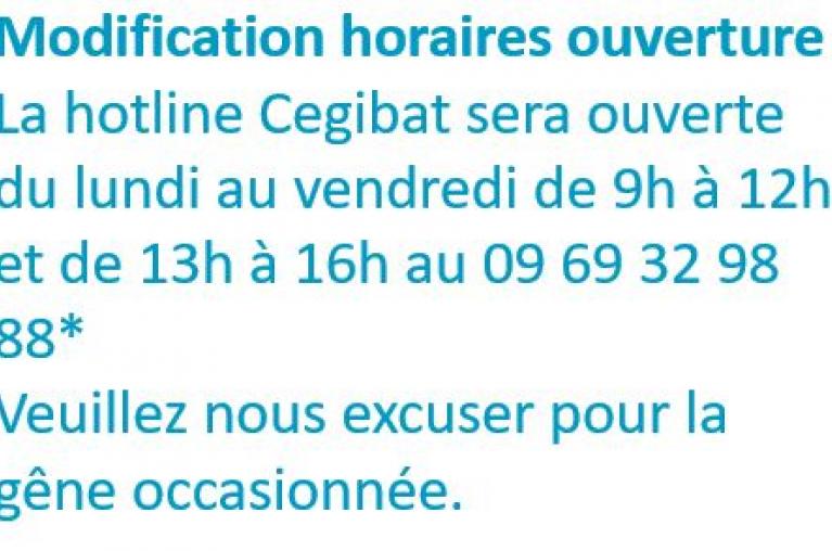  Modification horaires ouverture Hotline Cegibat covid 2