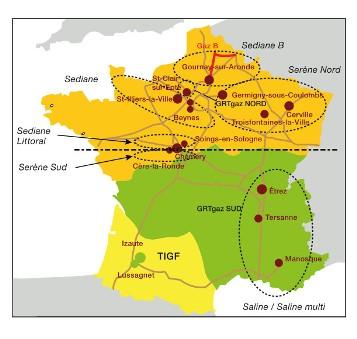 Sites de stockage du gaz naturel sur le territoire français