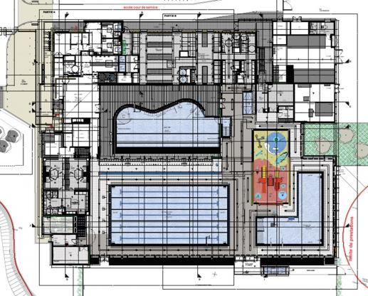 Plan de la façade sud Piscine Vincennes