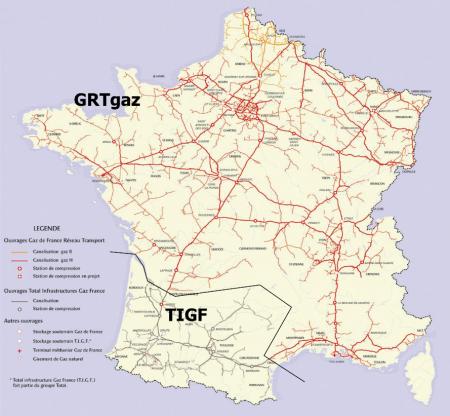 Le réseau de transport de gaz naturel en France