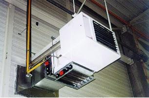 Aérotherme gaz modulant dans le magasin des pièces 