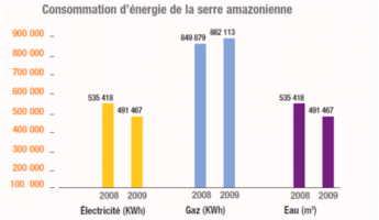 Bilan des consommations d'énergie de la serre amazonienne
