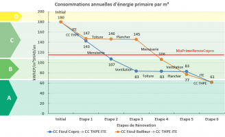 graphique sur la consommation annuelles d'énergie primaire